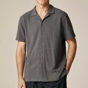 J.Crew Men's Textured Camp Collar Sweater Tee Gray Size Small NWT